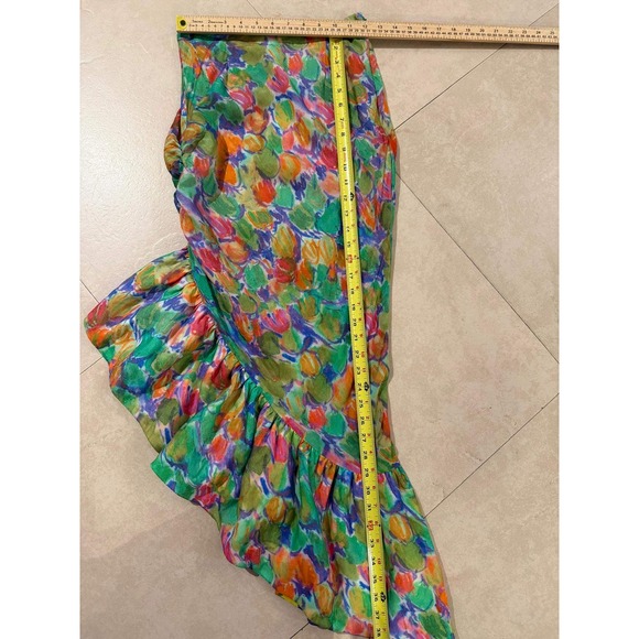 Hope for Flowers Tracy Reese Cupro Floral Ruffle Asymmetric Maxi Skirt XS - Picture 5 of 8